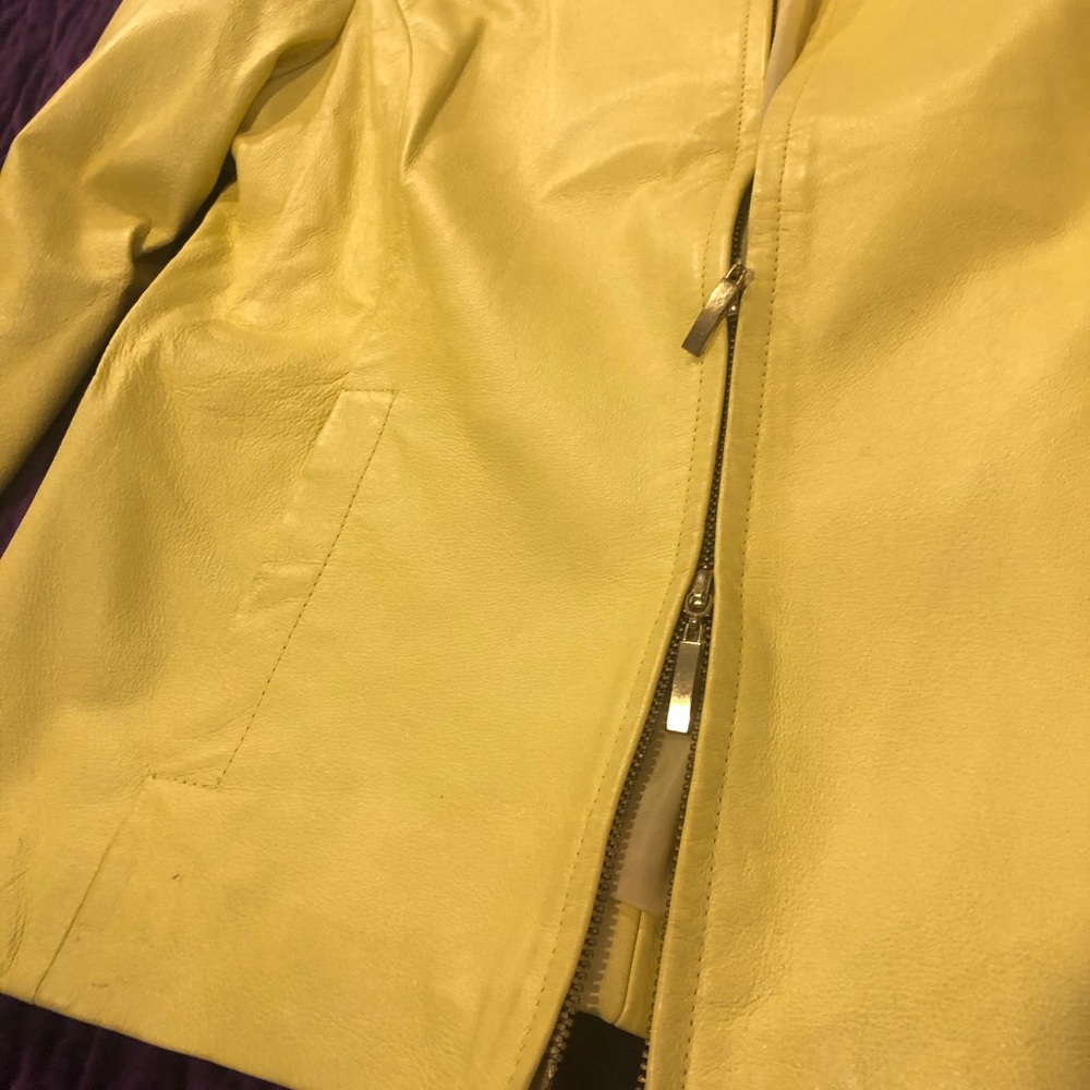 Mellow Yellow Leather Scuba Jacket